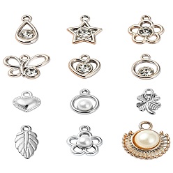 (52) Непрозрачная лаванда 12 стили подвесок из АБС-пластика и пластика ccb, с хрусталем из акрилового стекла, разнообразные, разноцветные, 13~22x9.5~19x1.5~8 мм, отверстие : 1.2~2.5 мм, 5 шт / стиль