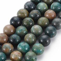 Chrysocolle Chapelets de perles chrysocolla naturelles , ronde, 10mm, Trou: 1.2mm, Environ 39 pcs/chapelet, 15.16 pouce (38.5 cm)