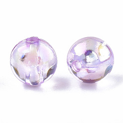 Prune Perles en plastique transparentes, de couleur plaquée ab , ronde, prune, 8mm, trou: 1.8 mm, 2000 pcs / 500 g