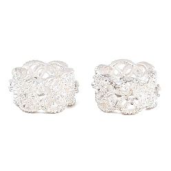 Серебро Бусины из прозрачного кубического циркония в форме цветка, латунь., бусины с большим отверстием, без кадмия и без свинца, стойки покрытие, долговечный, серебряные, 11x6 мм, отверстие : 7 мм