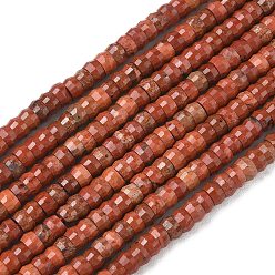 Красный Камень Натуральные красные яшмы бусы пряди, граненые, шайба, 4x2.5 мм, отверстие : 0.9 мм, около 151~155 шт / нитка, 14.57''~14.96'' (37~38 см)