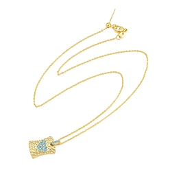 Cielo Azul Collares ajustables con colgante rectangular de corazón y circonitas cúbicas micro pavé de latón., sin plomo y cadmio, chapado en rack, larga duración plateado, real 18 k chapado en oro, el cielo azul, 18.19 pulgada (46.2 cm)