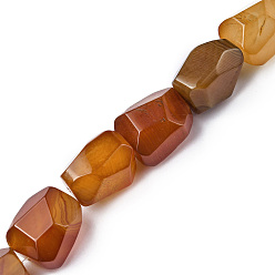 Red Agate Natural Red Agate Beads Strands, Faceted, Dyed & Heated, Nuggets, 16~17x11~13x11~13mm, Hole: 1.5mm, about 13pcs/strand, 8.46~8.58 inch(21.5~21.8cm)