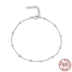Platinum 925 Sterling Silver Satellite Chains Bracelets for Women, Platinum, 6.69 inch(17cm)