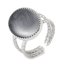 Нержавеющая Сталь Цвет 304 овальные манжетные кольца из эмалированной нержавеющей стали, открытые кольца для женщин, цвет нержавеющей стали, регулируемый