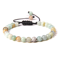 Flower Amazonite Натуральный цветок амазонит круглые бусины регулируемые плетеные браслеты, 6 мм