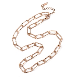 Розовое Золото 304 ожерелья из текстурированной нержавеющей стали в виде цепочек-скрепок для женщин и мужчин, ионное покрытие (ip), розовое золото , 18.19 дюйм (46.2 см)