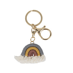 #7 Nordic style small rainbow pendant handmade cotton thread weaving key chain tassel bag car ornament female