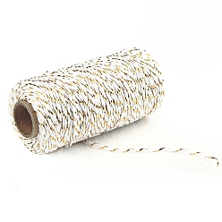 White 100M Macrame 2-Ply Cotton Braid Thread, with Spool, Round, White, 2mm, about 109.36 Yards(100m)/Roll