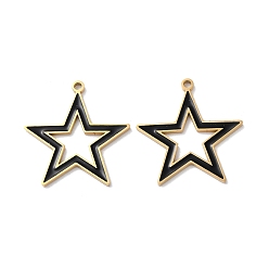 Golden Ion Plating(IP) 304 Stainless Steel Pendants, with Enamel, Star Charm, Golden, 25x24x1.5mm, Hole: 1.6mm