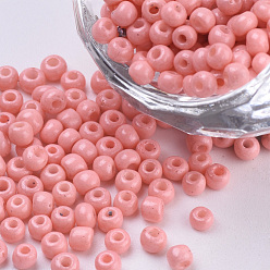 Dark Salmon Baking Paint Glass Seed Beads, Round, Dark Salmon, 3x1.5~3mm, Hole: 1mm, about 10000pcs/bag, about 450g/bag