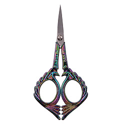 Rainbow Color Stainless Steel Phoenix Scissors, Alloy Handle, Embroidery Scissors, Sewing Scissors, Rainbow Color, 12.6cm