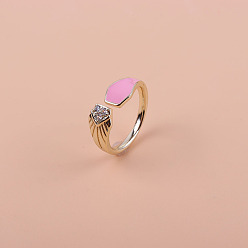 01 Fashionable Copper Plated Gold Ring with Zircon Stones for Women