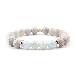 BC273-3 Natural Moonstone Beaded Bracelet - Handmade Gemstone Jewelry for Women