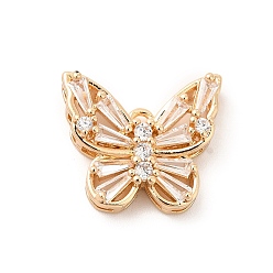 Crystal Brass with K9 Glass Pendants, Golden Butterfly Charms, Crystal, 15.5x17.8x5.5mm, Hole: 1.5mm