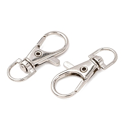 Платина Сплав поворотный Lobster Claw застежками, поворотный карабин-лобстер, платина, 35x13 мм, отверстие : 6 мм