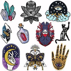 Mixed Shapes Witchcraft Theme Computerized Embroidery Cloth Iron on/Sew on Patches, Costume Accessories, Appliques, Mixed Shapes, 40~80mm
