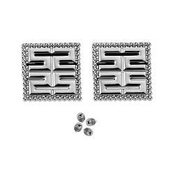 Platinum Alloy Label Tags, with Holes and Iron Screws, for DIY Jeans, Bags, Shoes, Hat Accessories, Square, Platinum, 20x20mm, 2pcs/bag