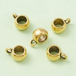 Antique Golden Tibetan Style Alloy Rondelle Tube Bails, Loop Bails, Lead Free and Cadmium Free, Bail Beads, Antique Golden, 8x5mm, Hole: 2mm, Inner Diameter: 5mm