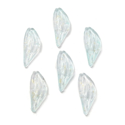 Light Cyan Glass Pendants, Wing Charms, Light Cyan, 28.5x11.5x2.7mm, Hole: 1mm