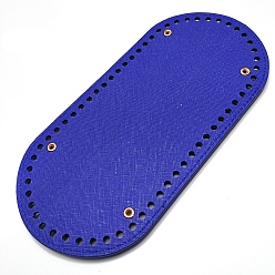 Medium Blue PU Leahter Knitting Crochet Bags Bottom, Oval, Bag Shaper Base Replacement Accessaries, Medium Blue, 25x12cm, Hole: 5mm
