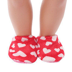 Red Wool Doll Plush Shoes, Winter Slipper for 18 Inch American Girl Dolls Accessories, Red, 60mm