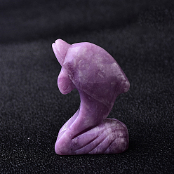 Lepidolite Natural Lepidolite Carved Healing Dolphin Figurines, Reiki Energy Stone Display Decorations, 30x18x50mm