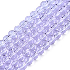 Lilac Transparent Glass Beads Strands, Round, Lilac, 4~4.5mm, Hole: 0.8mm, about 97~99pcs/strand, 14.76 inch~14.96 inch(37.5~38cm)