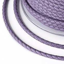 Lilac Braided Cowhide Cord, Leather Jewelry Cord, Jewelry DIY Making Material, Lilac, 3mm, about 5.46 yards(5m)/roll