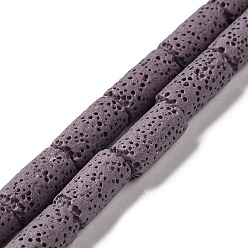 Medium Purple Natural Lava Rock Beads Strands, Column, Dyed, Medium Purple, 14x7mm, Hole: 1.5mm, about 28pcs/strand, 15.55''(39.5~40cm)