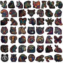Mixed Color 50Pcs Rainbow Striped Animal PVC Waterproof Sticker Labels, Self-adhesion, for Suitcase, Skateboard, Refrigerator, Helmet, Mobile Phone Shell, Mixed Color, 30~60mm