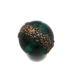 Темно-Зеленый Прозрачные бусины из чешского стекла, круглый с золотым пятном, темно-зеленый, 14 мм