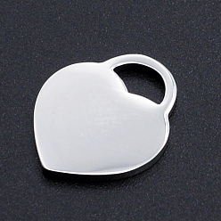 Stainless Steel Color 304 Stainless Steel Pendants, Heart, Stamping Blank Tag, Stainless Steel Color, 19x16x1mm, Hole: 7x4mm