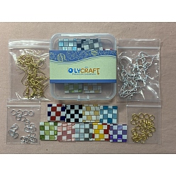 Mixed Color Checkerboard Dangle Earrings DIY Making Kit, Including Rhombus Acrylic Pendants, Iron Earring Hooks & Jump Rings, Mixed Color, Pendants: 18pcs/set