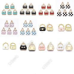 (52) Непрозрачная лаванда 24шт 12 стили подвески из эмалированного сплава с покрытием, с кристально горный хрусталь, без кадмия, без никеля и без свинца, пакет, разноцветные, 19~23.5x13.5~17.5x3~6 мм, отверстие : 2~9 мм, 2 шт / стиль