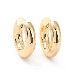 Настоящее золото 18K Ионное покрытие (ip) латунные толстые серьги-кольца для женщин, реальный 18 k позолоченный, 18.5x20x5 мм, штифты : 1 мм
