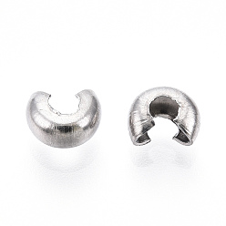 Stainless Steel Color 304 Stainless Steel Crimp Beads Covers, Stainless Steel Color, 5.5x4.5mm, Hole: 1.6mm