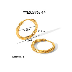 Золотой Простые и элегантные 304 серьги-кольца из нержавеющей стали, золотые, 19x2.5x14 мм