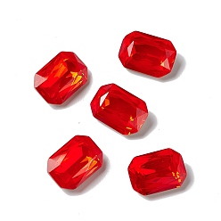 Ruby Opal Style K9 Glass Rhinestone Cabochons, Pointed Back & Back Plated, Octagon Rectangle, Ruby, 14x10x5.5mm