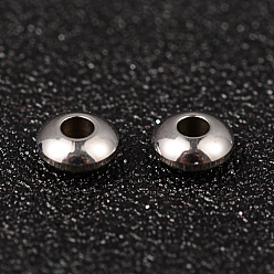 Stainless Steel Color 304 Stainless Steel Spacer Beads, Rondelle, Stainless Steel Color, 6x3mm, Hole: 2mm