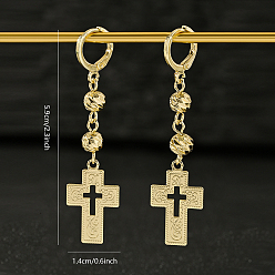 Золотой Латунный полый крест с круглыми серьгами-кольцами, золотые, 59x14 мм