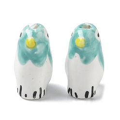 Бирюза Фарфоровые бусины ручной работы, попугаи, пастельный фарфор, бирюзовые, 20x11x11.5 мм, отверстие : 2 мм