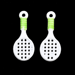 Зеленый Подвески из эмали и сплава, стойки покрытие, прелести ракетки, окрашеные, без кадмия, без никеля и без свинца, зелёные, 20x8x2.5 мм, отверстие : 1.2 мм