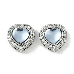 Лазурный Смоляные пришивные стразы, с латунными микро проложить кубических выводы циркония, сердце, платина, лазурный, 9.5x9.5x6.5 мм, отверстие : 0.6 мм