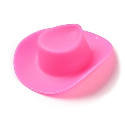 Hot Pink Plastic Big Pendants, Cowboy Hat Charm, Hot Pink, 46.5x54.5x16mm, Hole: 1.4mm