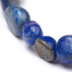 Lapis Lazuli Natural Lapis Lazuli Stretch Beaded Bracelets, Tumbled Stone, Nuggets, 2 inch~2-1/8 inch(5~5.4cm), Beads: 5~9.5x5~7x4~7mm