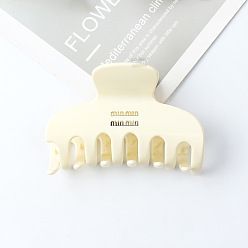 TCB-1029 Labeling - Glossy Milky White Большая заколка для хвоста, простые аксессуары для волос для взрослых – минимализм, верхний клип.