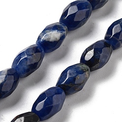 Sodalite Natural Sodalite Beads Strands, Faceted Rice, 12.5x8mm, Hole: 1.2mm, about 16pcs/strand, 7.68''(19.5cm)
