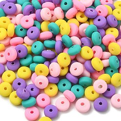 Mixed Color Handmade Polymer Clay Beads, for DIY Jewelry Crafts Supplies, Flat Round, Mixed Color, 6x3mm, Hole: 1.5mm