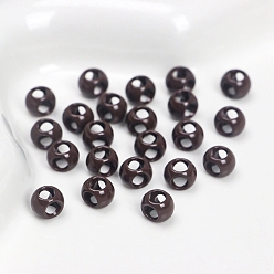 Coconut Brown 4-Hole Baking Painted Alloy Beads, Cube, Coconut Brown, 7x5mm, Hole: 3.5mm, 10pcs/bag